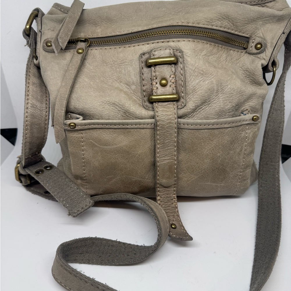 Taupe Leather Crossbody Bag